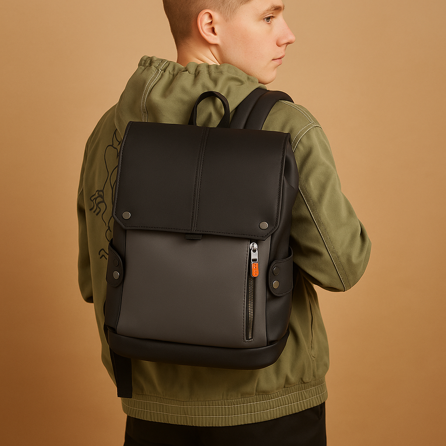 Wasserdichter Laptop-Rucksack für Herren aus PU-Leder