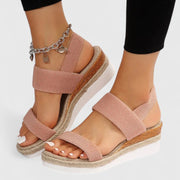 Orthopädische Damensandalen mit Keilabsatz