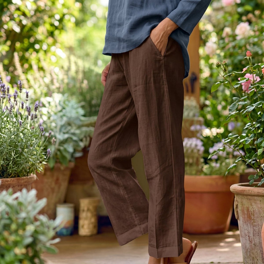 Weitbeinige Damen Sommerhose mit Elastischem Bund