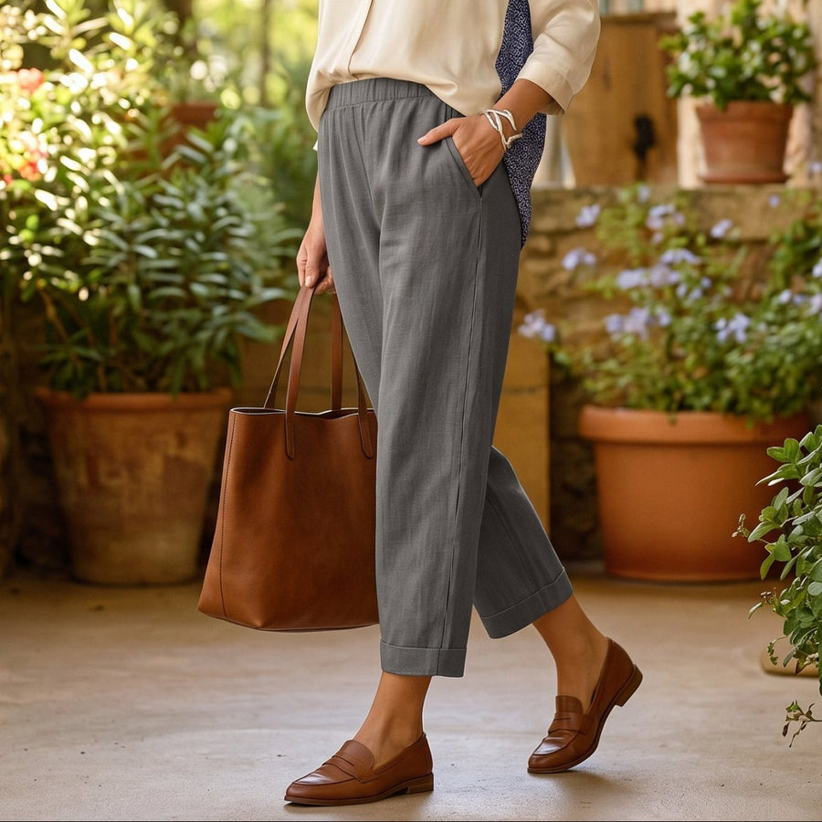 Weitbeinige Damen Sommerhose mit Elastischem Bund