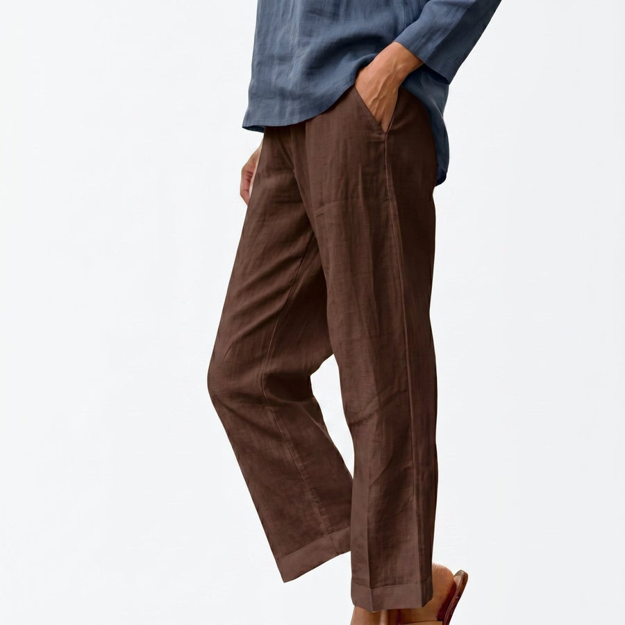 Weitbeinige Damen Sommerhose mit Elastischem Bund