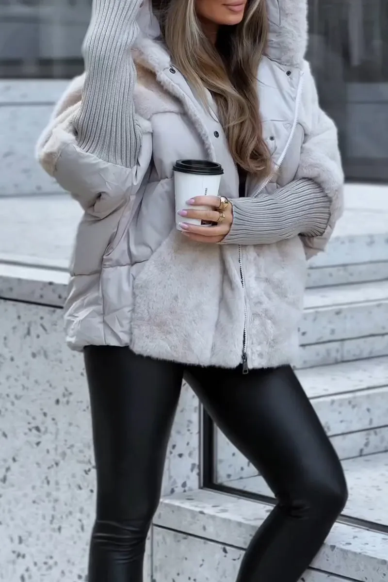 Winterjacke Damen Oversized mit Teddyfutter