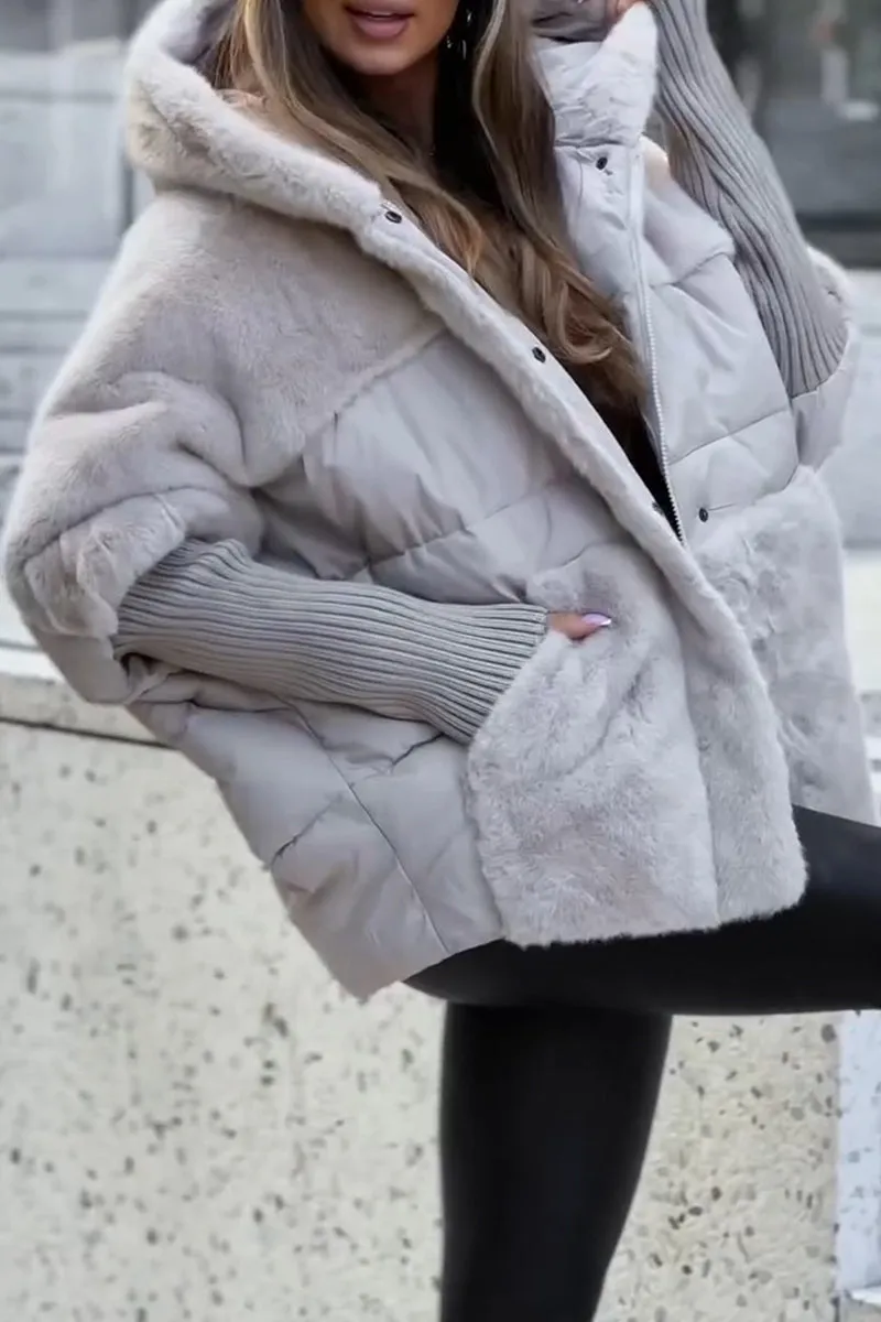 Winterjacke Damen Oversized mit Teddyfutter