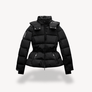 Winterjacke Damen Puffer mit Gürtel und Kapuze