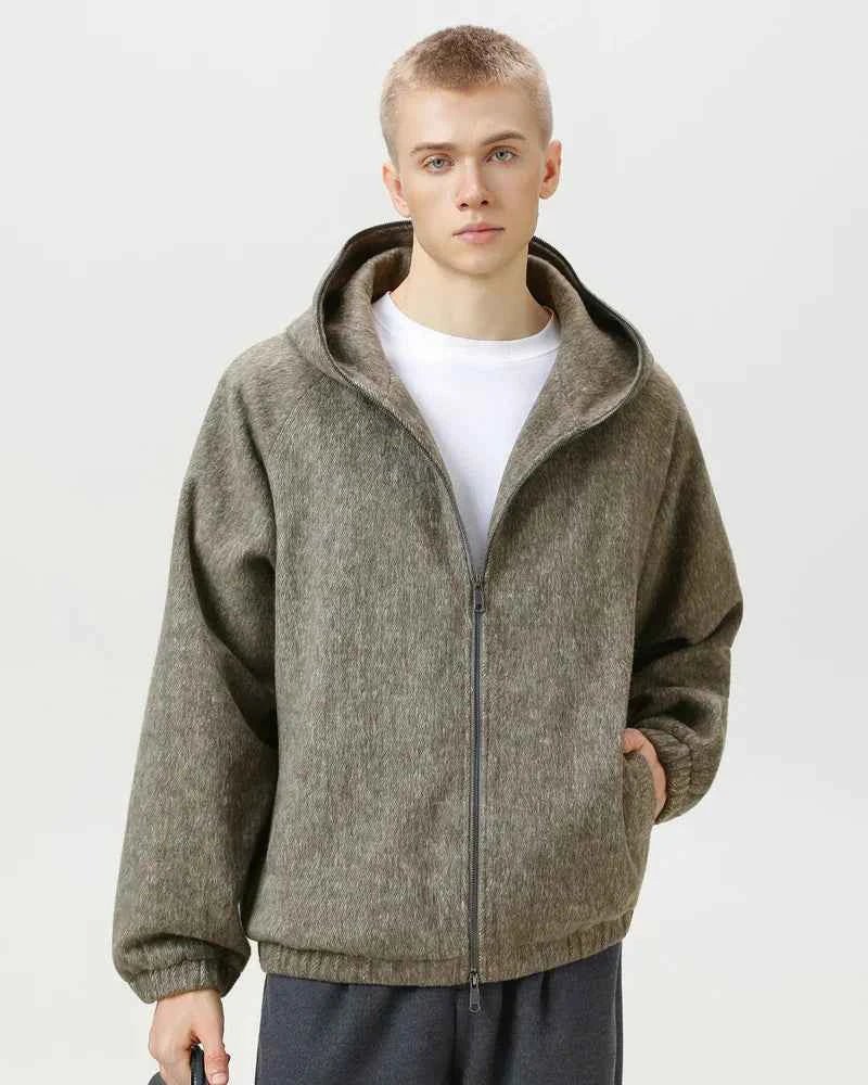 Wollmischung Kapuzenjacke Herren