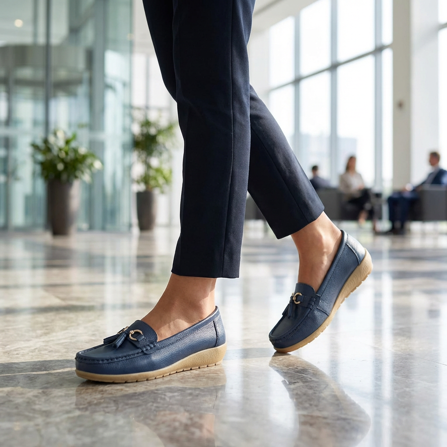 Orthopädische Leder-Loafer für Damen | Fußgewölbestütze