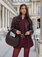 Medium suede woven Tasche