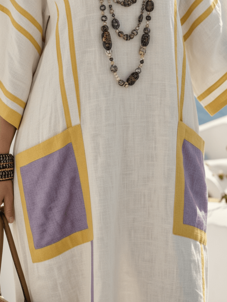 Zafira | Damen V-Ausschnitt Maxikleid mit Taschen – Fließendes Boho Sommerkleid 2026
